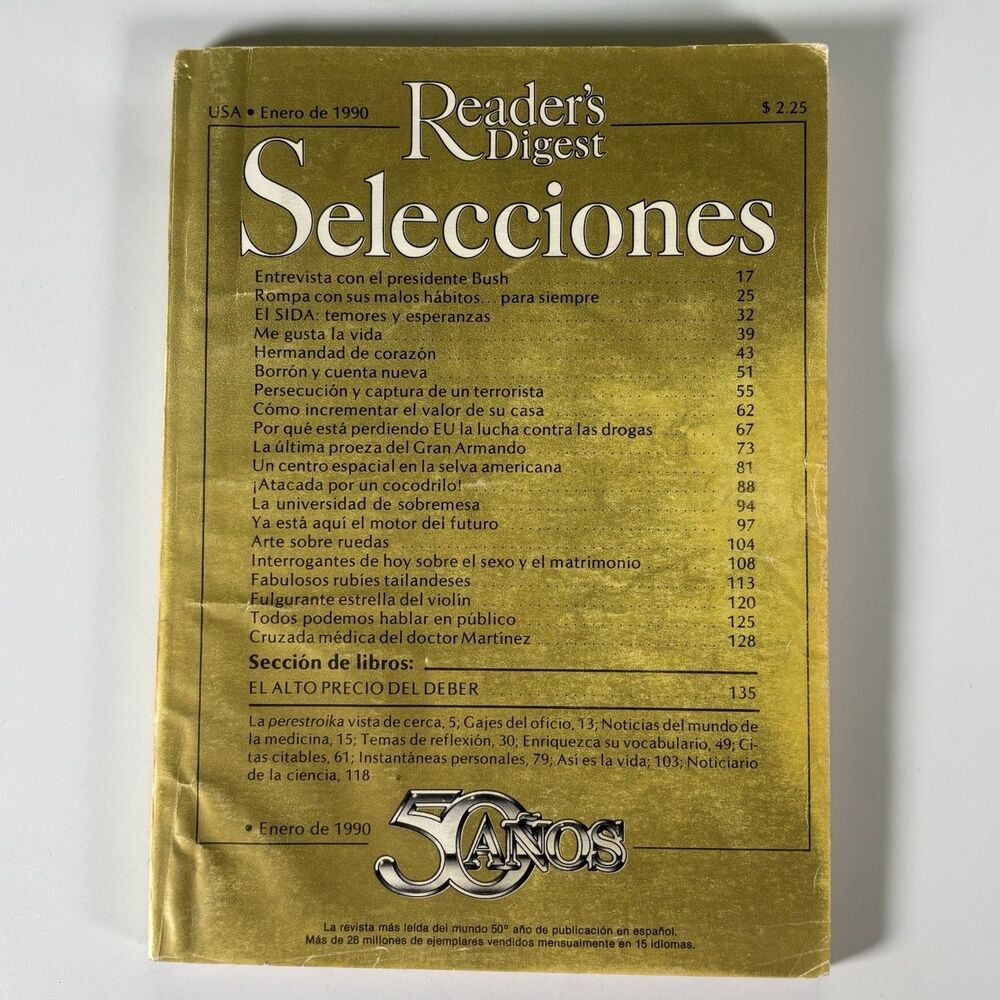 1990 Reader's Digest Spanish Magazine Selecciones Haitian Tap-Tap Bus Bush Army